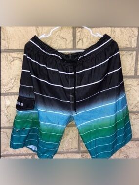 Swim Trunks Black Blue Green Size 38 / XL New NWT